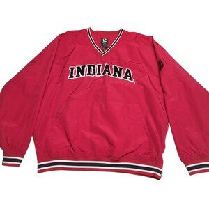 Vintage Indiana University Hoosiers Pullover Windbreaker Jacket XL Red V-Neck